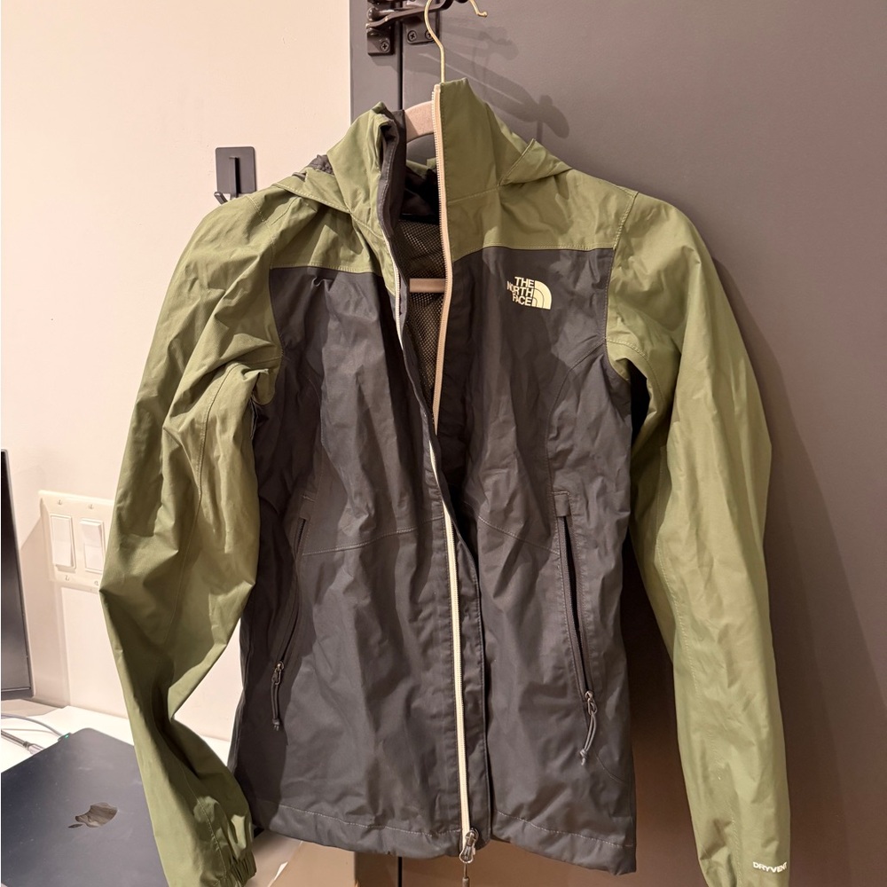 The North Face Olive and Charcoal Waterproof Jacket